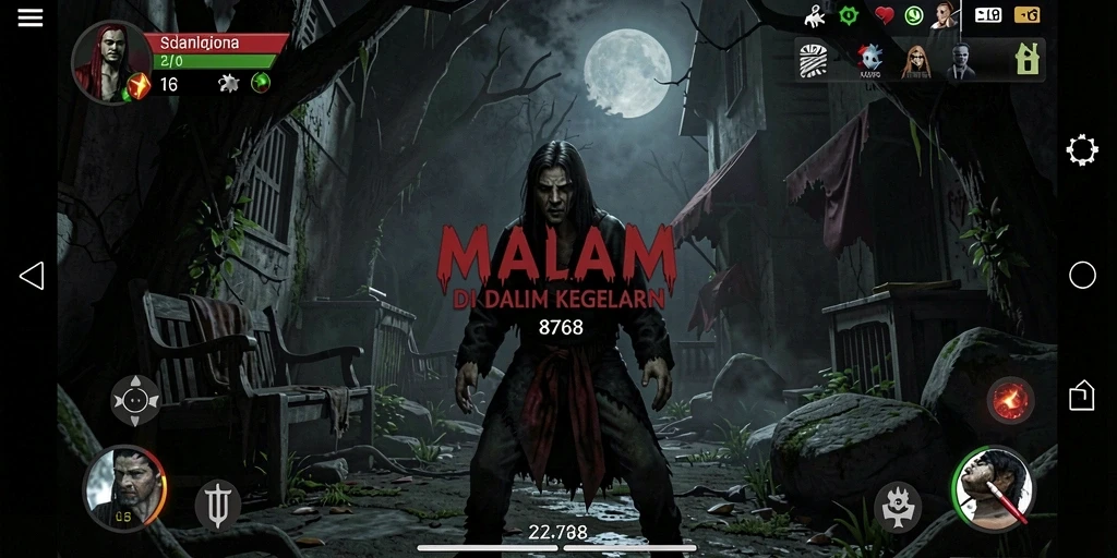 Tangkapan layar menampilkan suasana menyeramkan dari gameplay 8768.