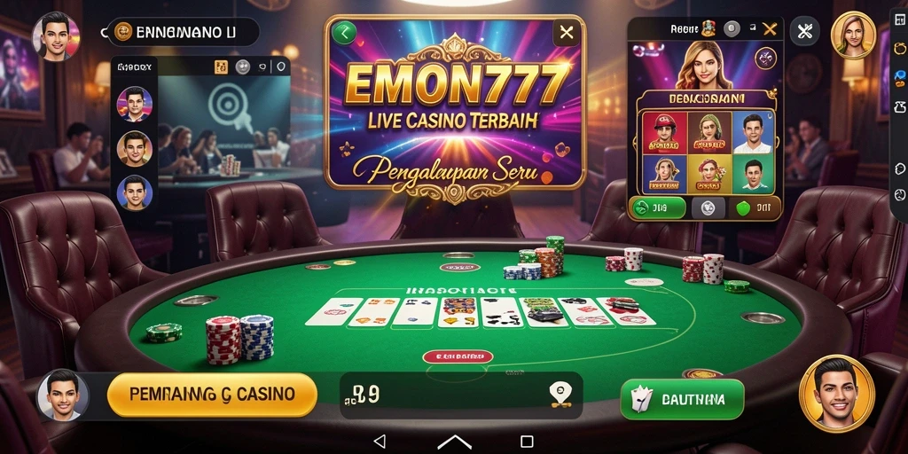 Tampilan permainan Live Casino dengan dealer profesional di EMON777.