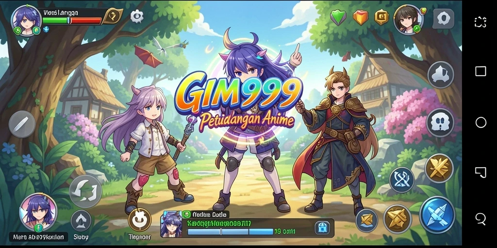 Tampilan gameplay GIM999 dengan karakter Anime yang mengesankan.