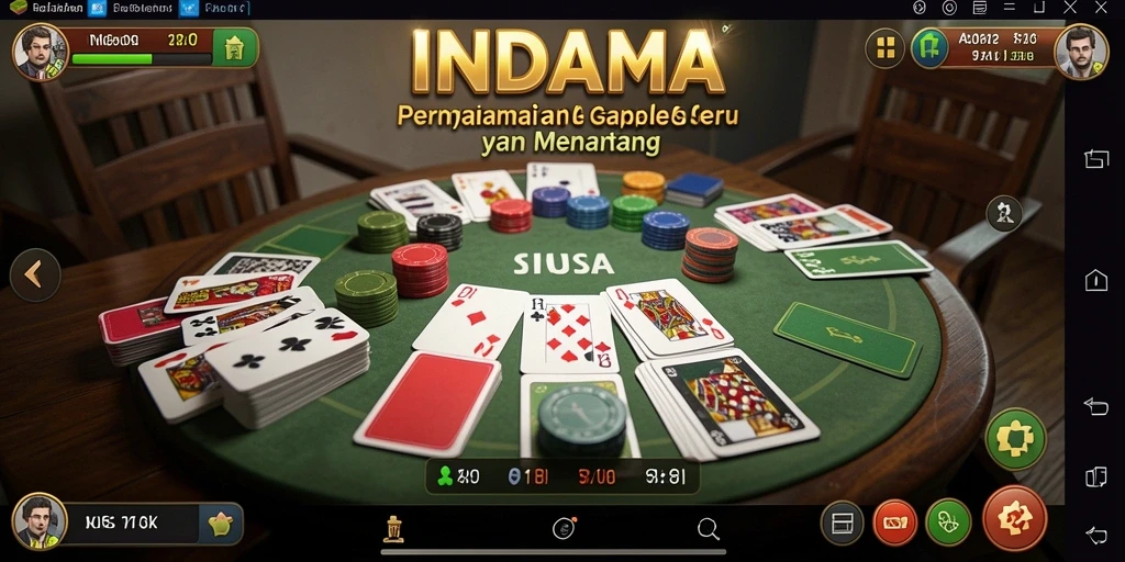 Tampilan gameplay seru dari INDAAA yang menampilkan duel Gaple.