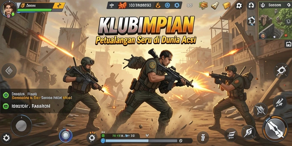 Tampilan gameplay aksi penuh adrenalin di KLUBIMPIAN.