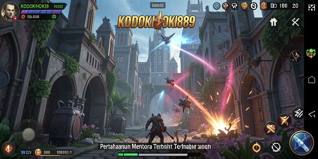 Tampilan gameplay menara pertahanan yang intens di KODOKHOKI889.