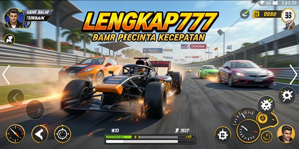 Screenshot menampilkan aksi balap mendebarkan di lintasan.