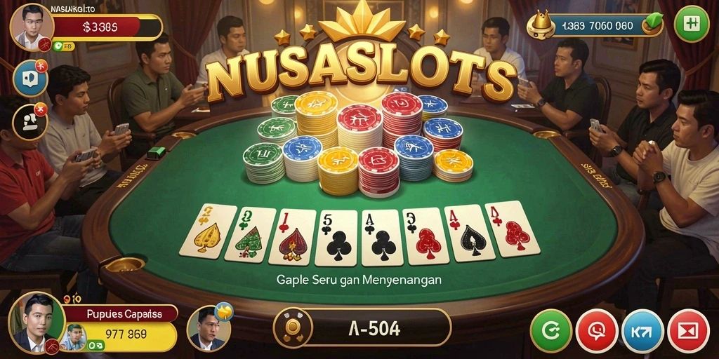 Gameplay seru NUSASLOTS dalam permainan Gaple yang mengasyikkan.