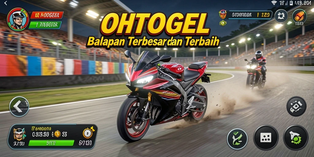 Screenshot dari gameplay balapan motor yang mendebarkan di OHTOGEL.