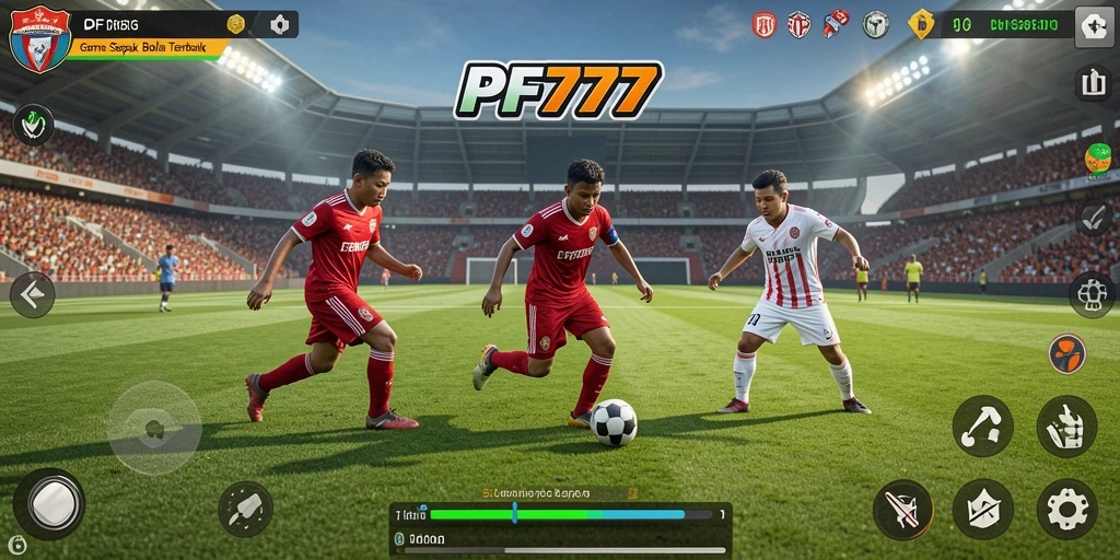 Tampilan gameplay PF777 yang seru dalam pertandingan sepak bola.