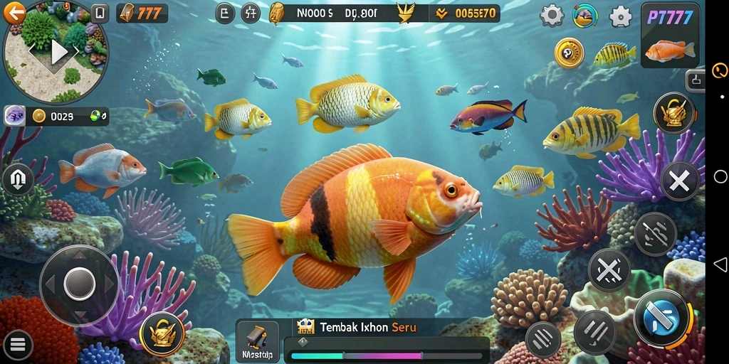Tembak ikan berwarna-warni di dunia laut yang menakjubkan.