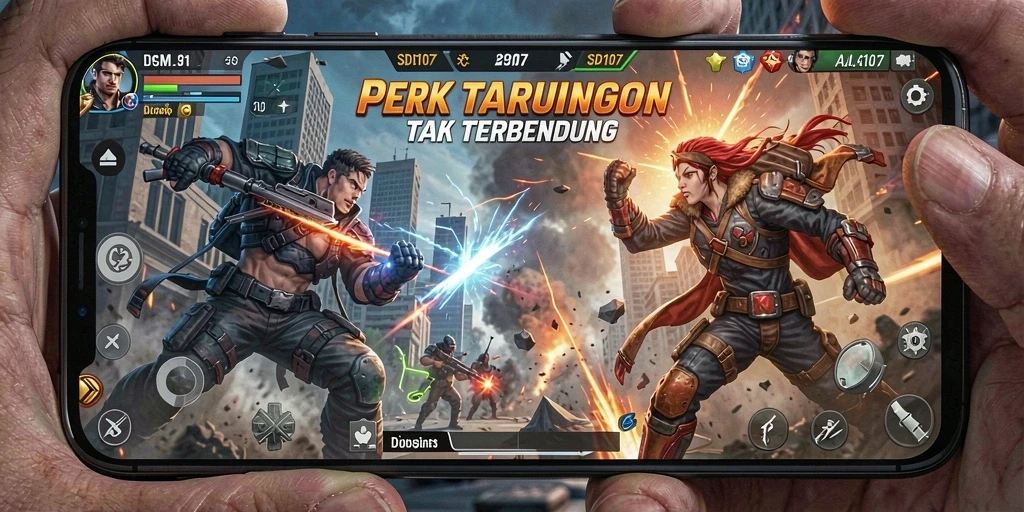 Screenshot gameplay SD107 menampilkan pertarungan yang seru dan dinamis.