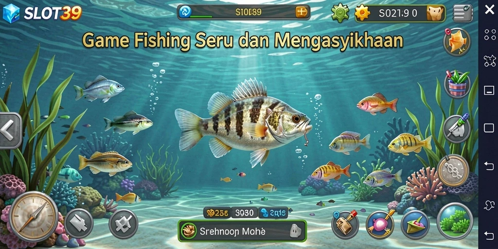 Screenshot utama SLOT39 menunjukkan gameplay memancing yang menegangkan.