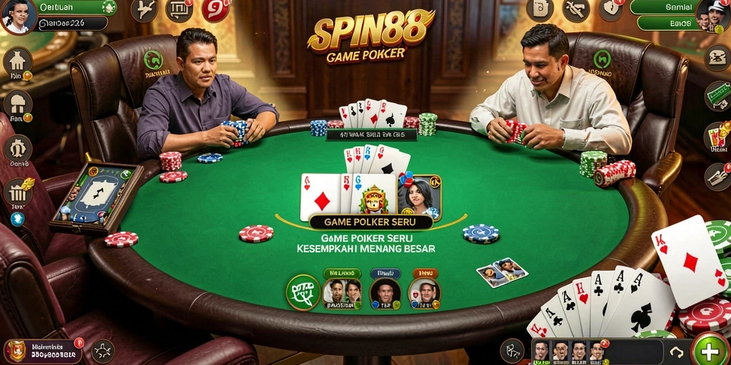Tampilan menarik dari gameplay Poker di SPIN88 yang mendebarkan.