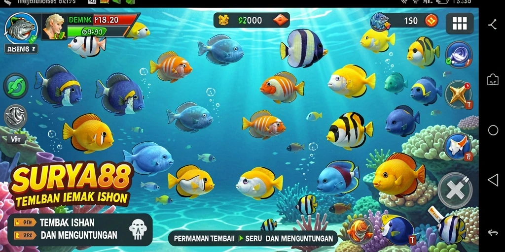Gameplay SURYA88 menampilkan suasana bawah laut yang seru dan menegangkan.